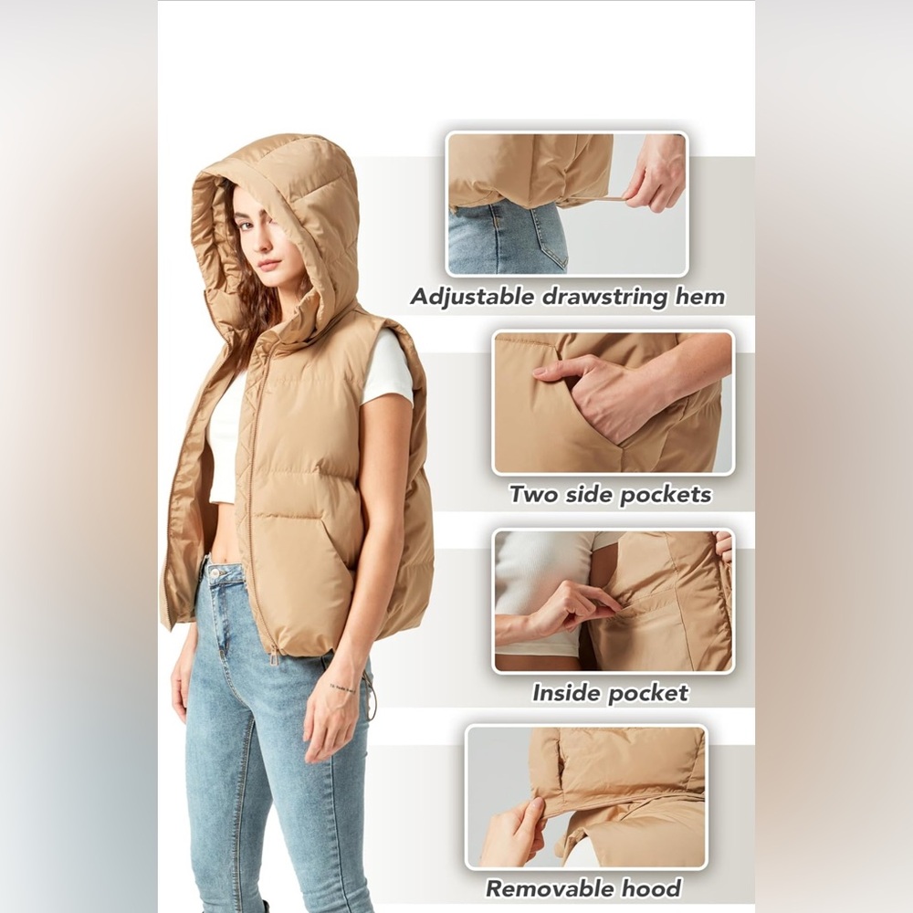 New puffer vest with detachable hood  NWT